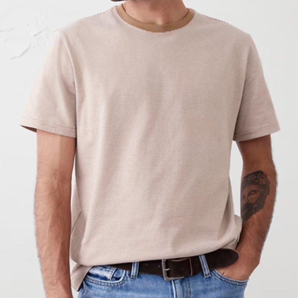 Banana Republic Midweight Cotton T-Shirt, Neutral Stripe, Large, EUC